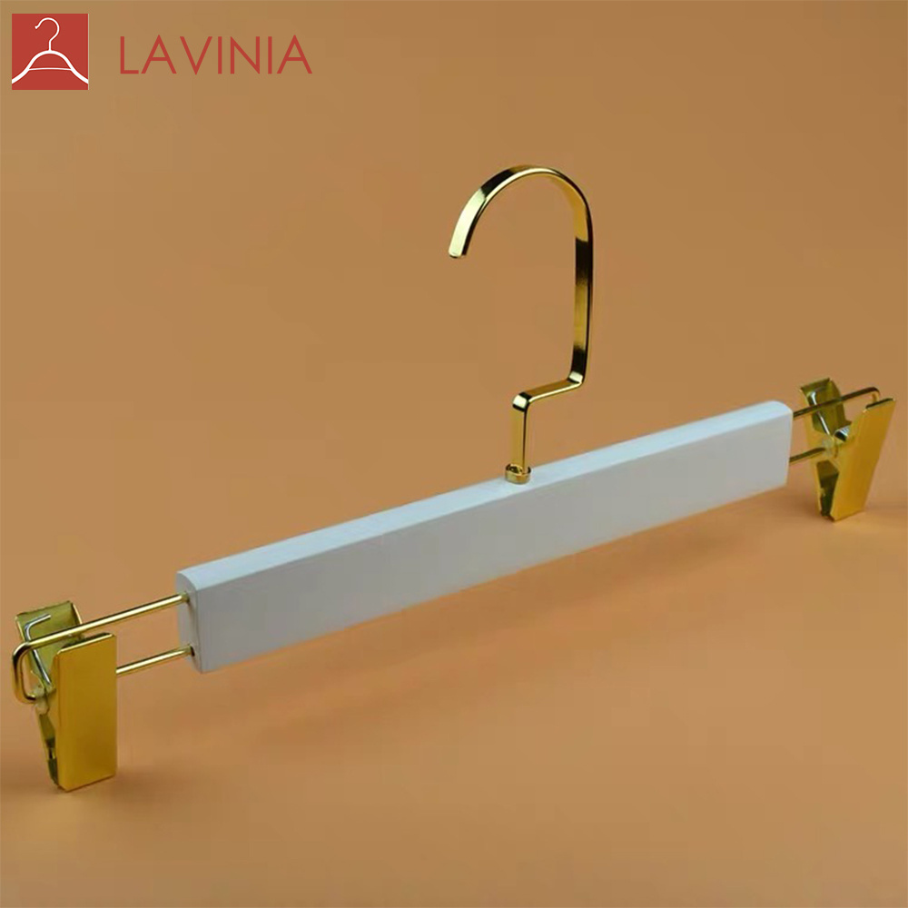 White Wood Factory Sale Hanger Clothes Percha Cabide Hanger With Flat Silver Gold Hook Wooden Hangers