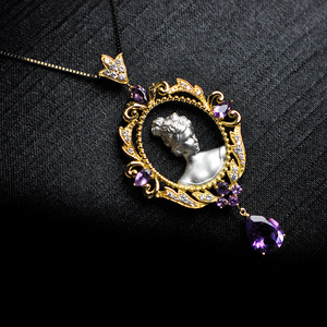 European Design Angel Collection Romantic Fashion Design 925 Silver Amethyst Jewelry Pendant Women's Model