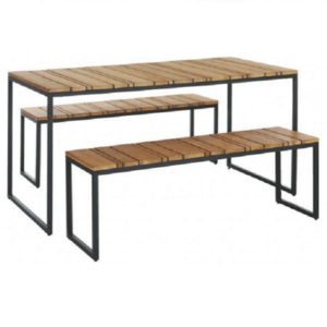 VIET NAM OUTDOOR TEAK 4 SEAT SET W BENCH- SET OF 3  - BSCI FACTORY