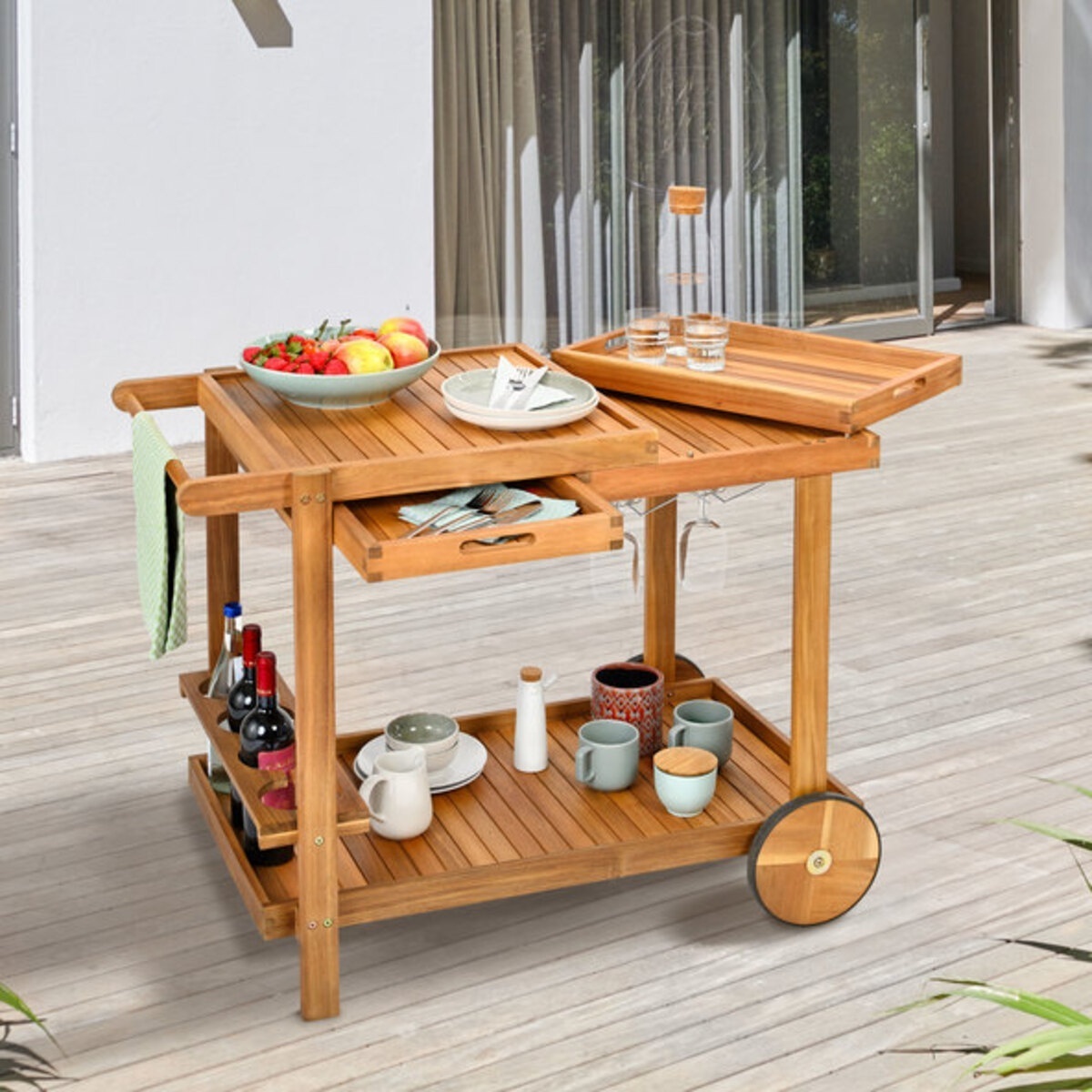 VIET NAM OUTDOOR NEW BBQ GRILL TROLLEY CART IN TEAK LOOK