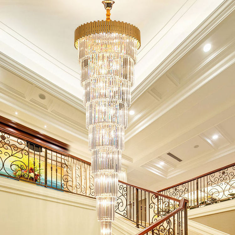 Custom Industrial Chandelier Hanging Light Hotel Lobby Villa Pendant Light Hanging Indoor Big Glass Chandelier