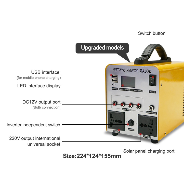 Portable Power Station 2pcs Usb Socket Dc12v Music Radio Player Use Generator Solar Energy System