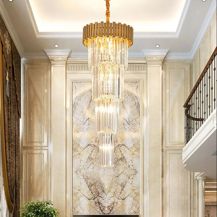 Custom Industrial Chandelier Hanging Light Hotel Lobby Villa Pendant Light Hanging Indoor Big Glass Chandelier