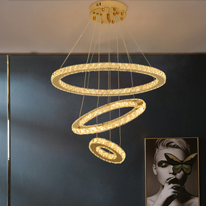 Lavius Living Room Bedroom Decorative Round Ring Hanging Ceiling Crystal Chandelier Pendant Light