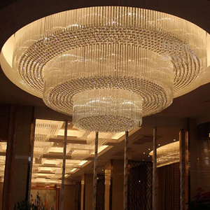 Factory Price Round Design Luxury Decorative Hotel Restaurant Gold Big Crystal Modern Led Ceiling Light