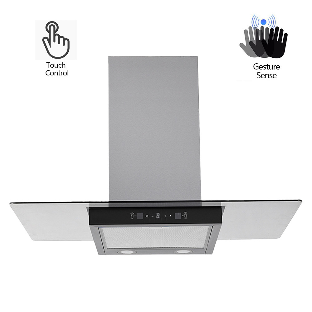 Europe Style Guangdong Produce Chimney Hood Vented Extractor Fan Ultra Thin Fireplace Kitchen Smart Range Hood