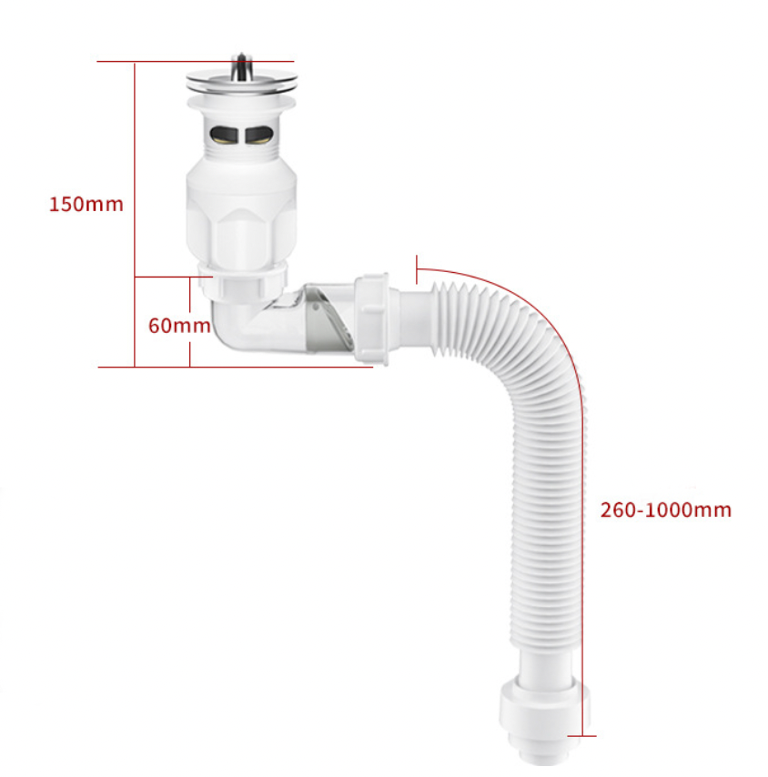 Wholesales App Flexible  Basin Pipes and Durable Drain Strainer Polished Kitchen and Bathroom Stainless Steel Sink Water Pipe