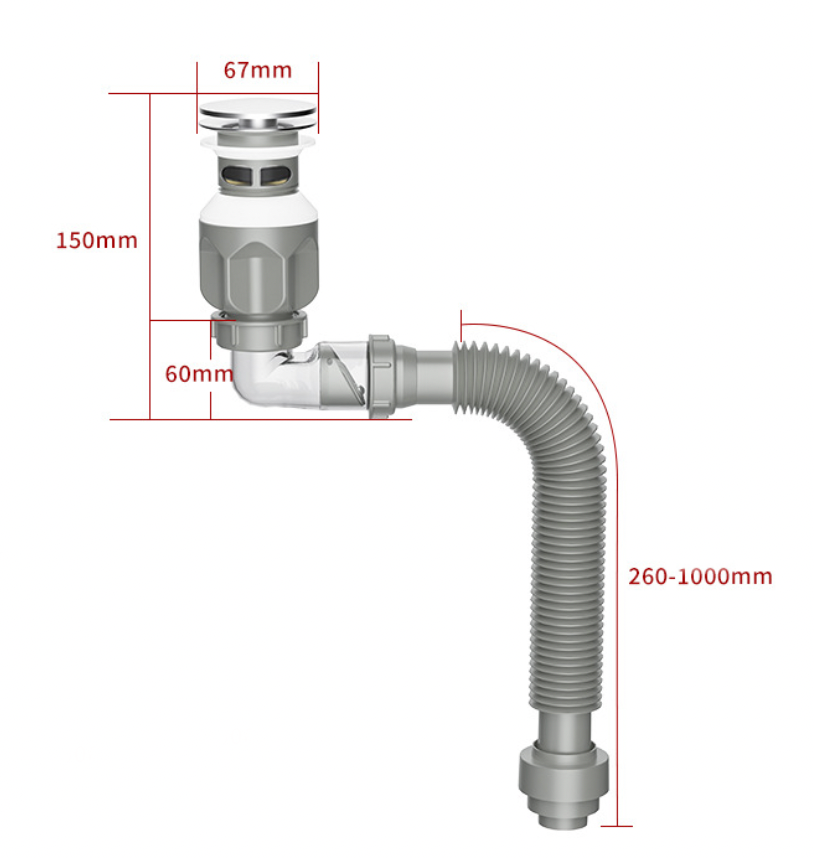 Wholesales App Flexible  Basin Pipes and Durable Drain Strainer Polished Kitchen and Bathroom Stainless Steel Sink Water Pipe