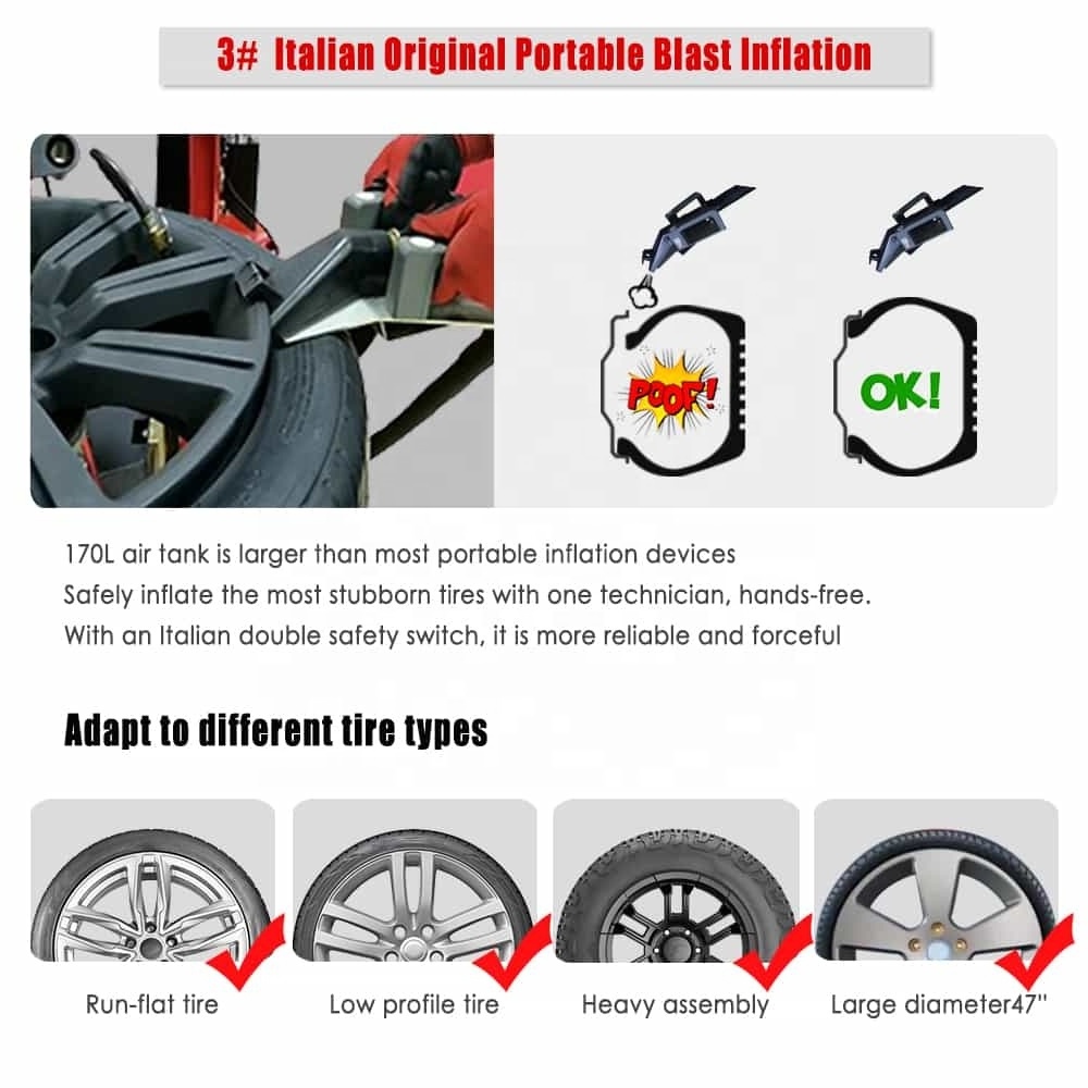 User-Friendly  and Leverless tire changer for Tyre Shop with Dual-disc Bead Breaker