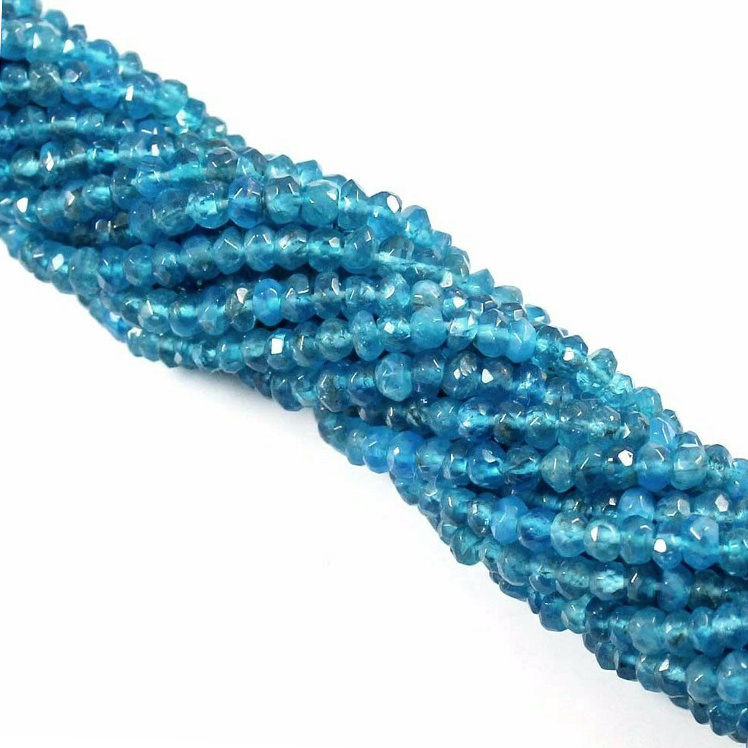 Neon Apatite faceted loose gemstone roundel handmade natural stone beads for jewelry making