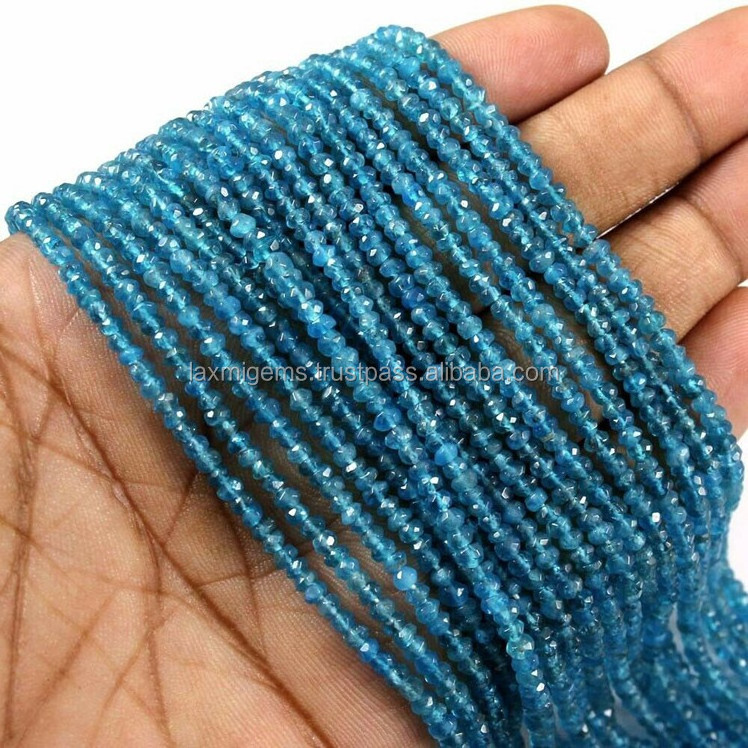 Neon Apatite faceted loose gemstone roundel handmade natural stone beads for jewelry making