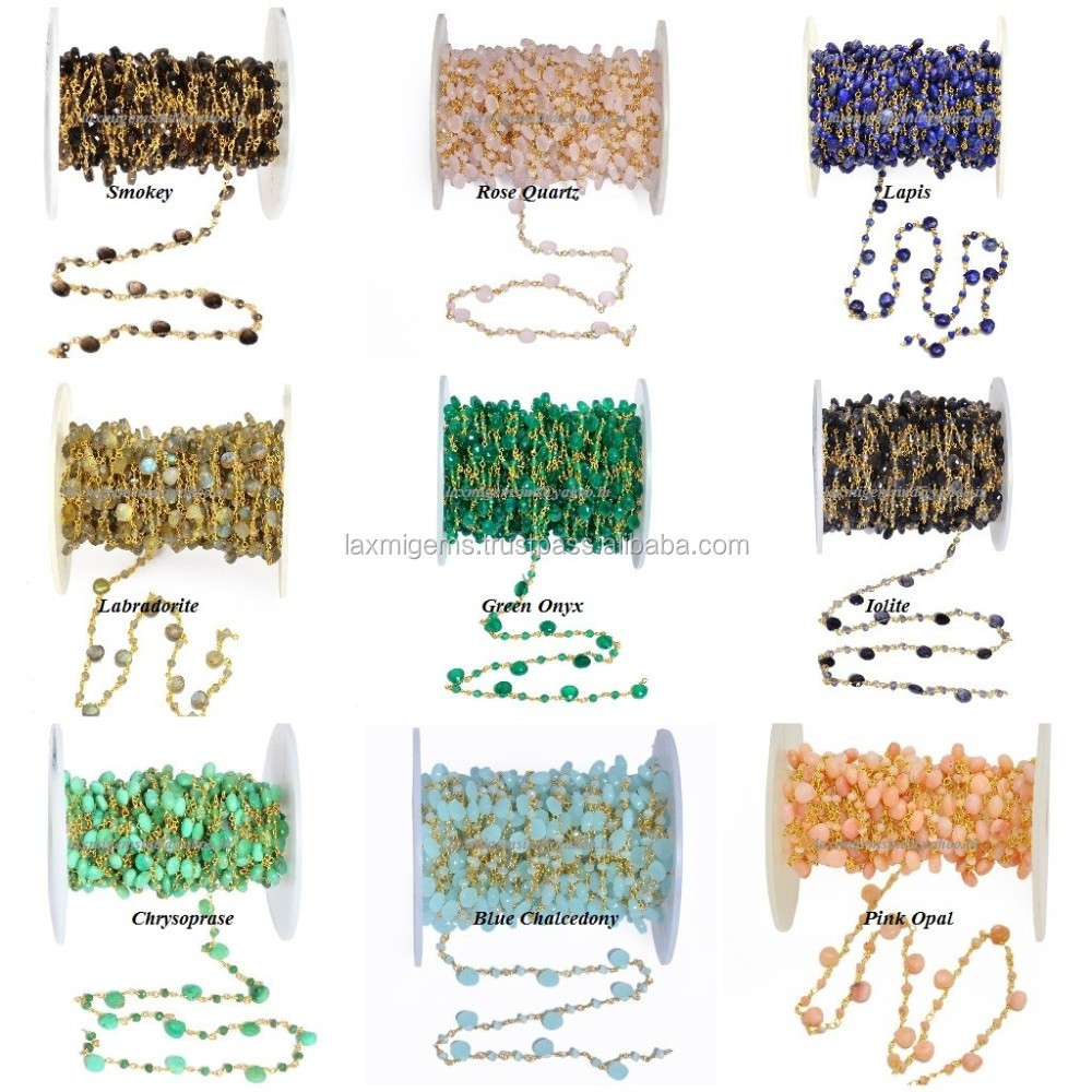 Indian wholesale handmade pink chalcedony gemstone beads 925 sterling silver rosary chain