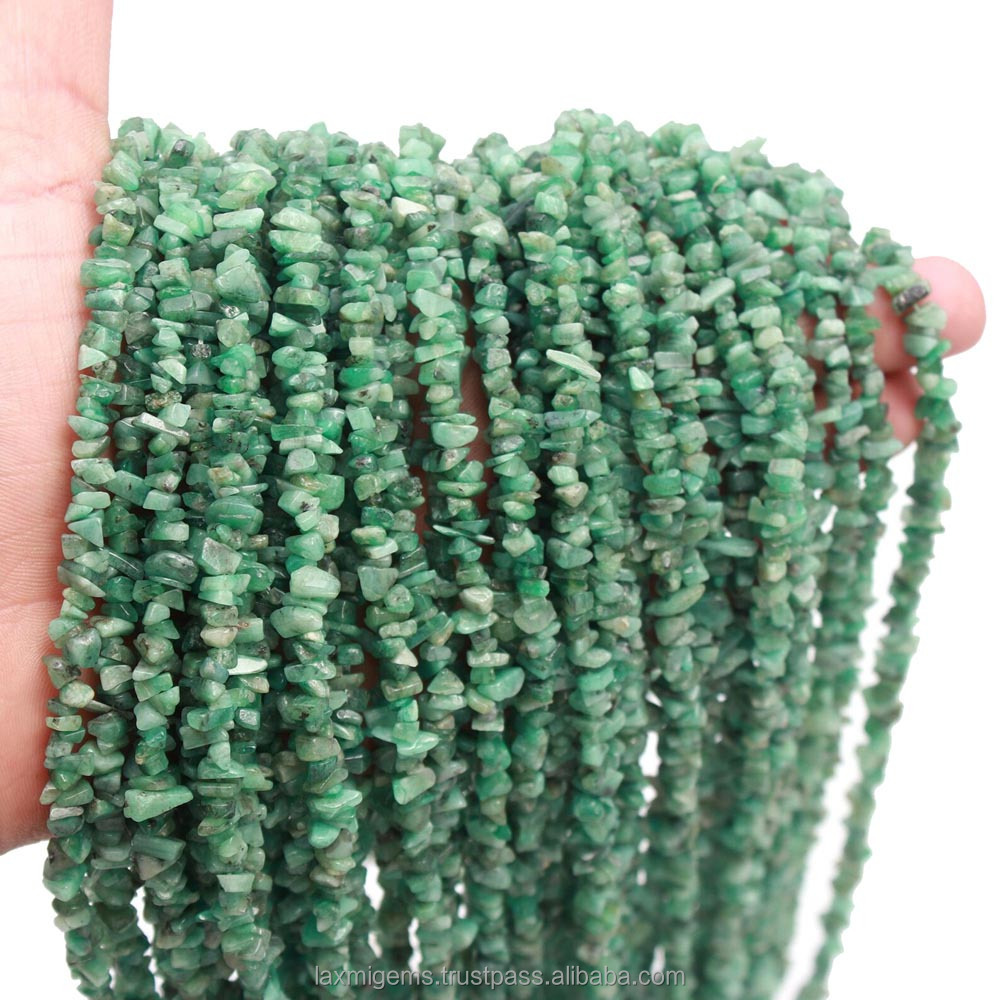 Natural Emerald Uncut Chips Beads Gemstone Nuggets  80cm for Jewelry Designing