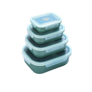 0.4L+0.8L+1.4L+2.3L Plastic Food Grade Airtight Box Set with Lock 4 pcs Rectangle Seal Container Fresh Keeping Box