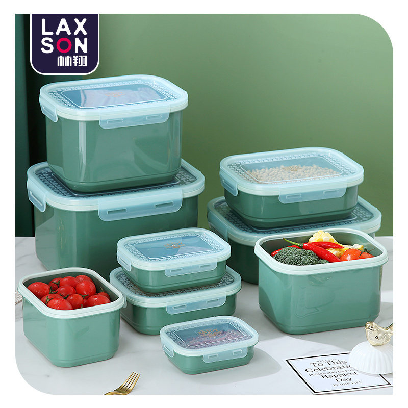 0.4L+0.8L+1.4L+2.3L Plastic Food Grade Airtight Box Set with Lock 4 pcs Rectangle Seal Container Fresh Keeping Box