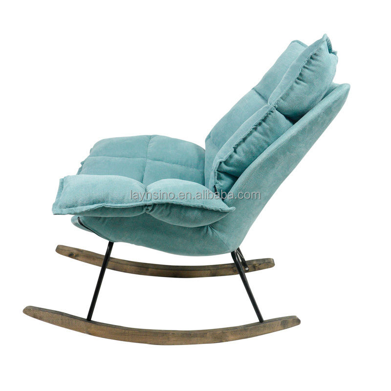 Indoor Furniture Leisure Accent Detachable Rocking Sofa Armchair Blue Velvet Modern Living Room Rocking Chairs