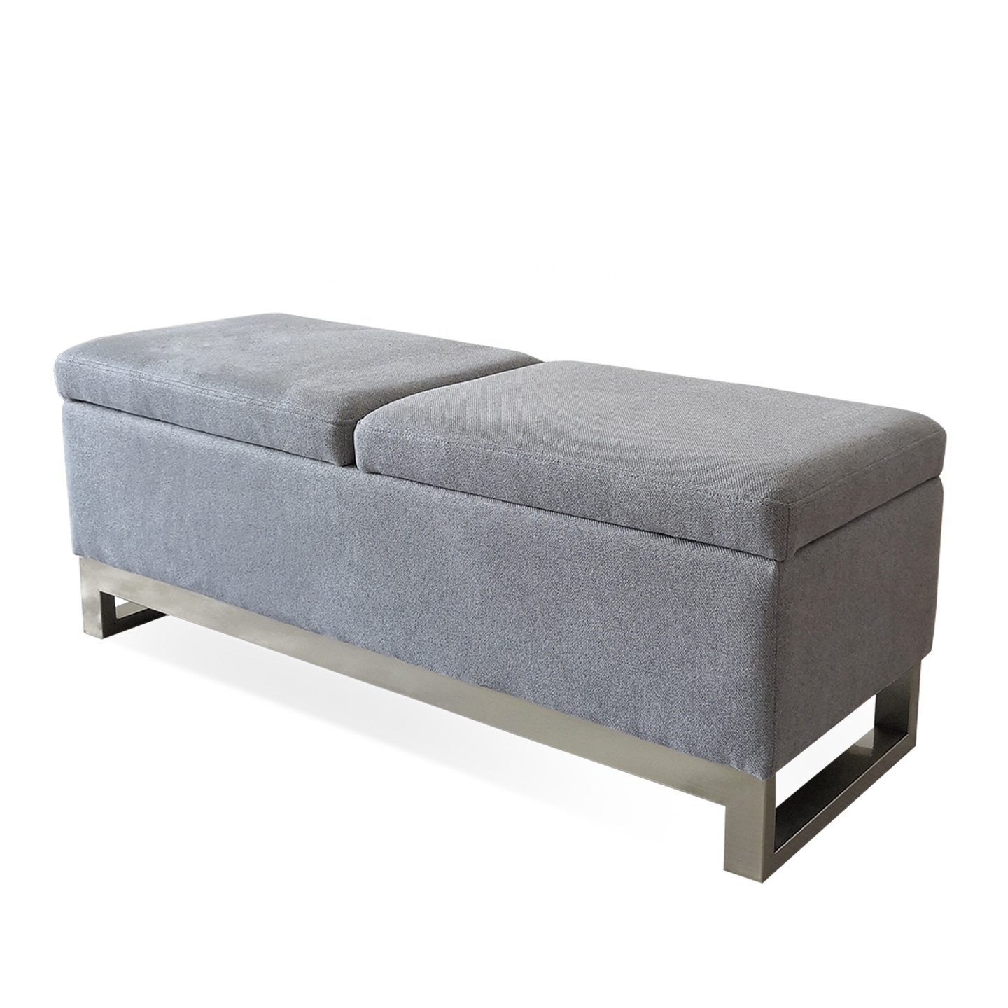 Laynsino Upholstered Storage Bedroom Bench Silver Gray Living Room Furniture Home Stool & long Ottoman