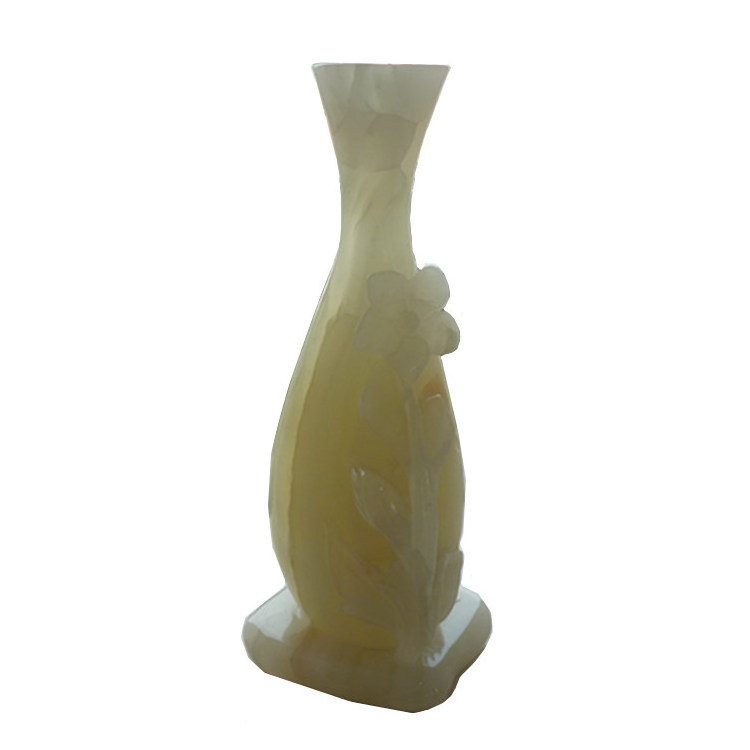 House Decor Luxury white marble onyx vases Interior Accessories Flat top vases hand carved stone vases