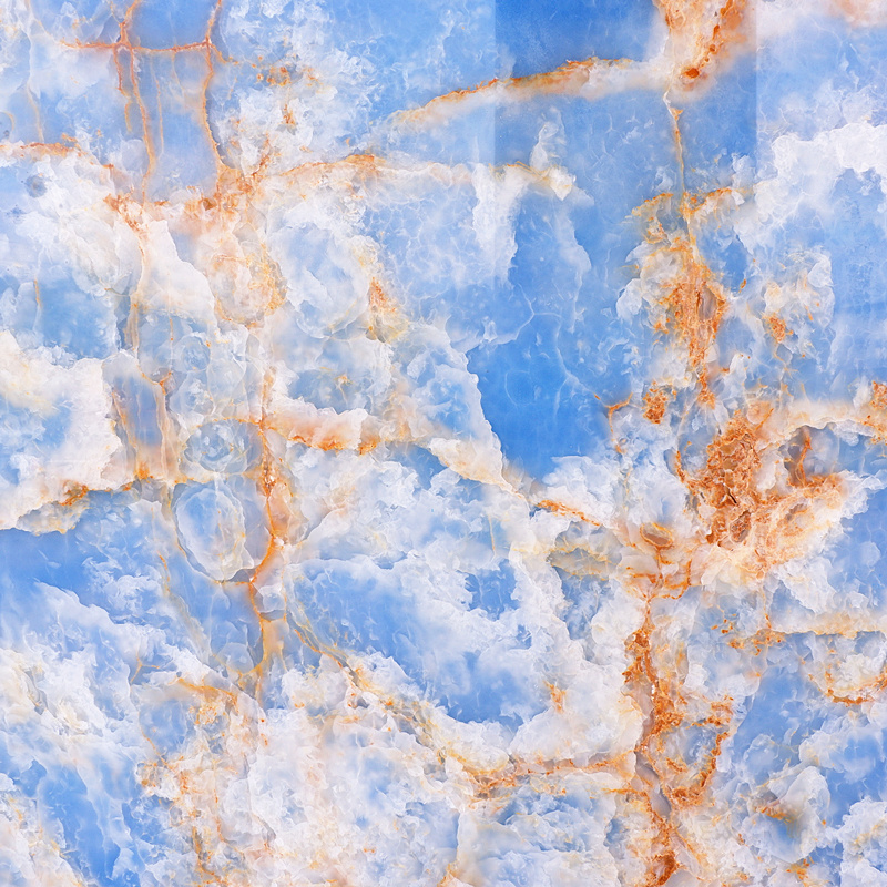 High-quality luxury blue onyx marble TV background wall auspicious cloud pattern marble slab