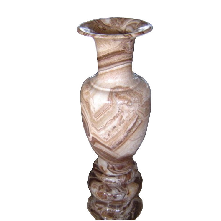 House Decor Luxury white marble onyx vases Interior Accessories Flat top vases hand carved stone vases