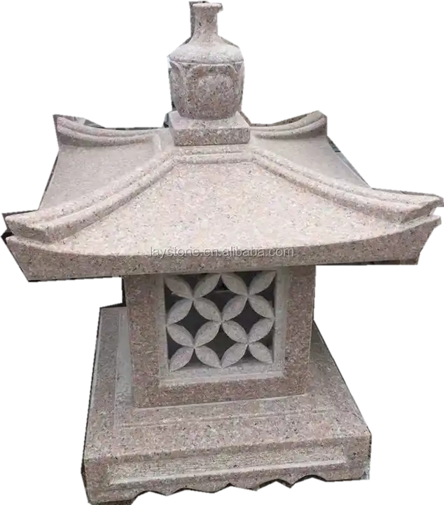 Classic grey granite Japanese stone lantern outdoor garden decorated with pagoda lamp posts