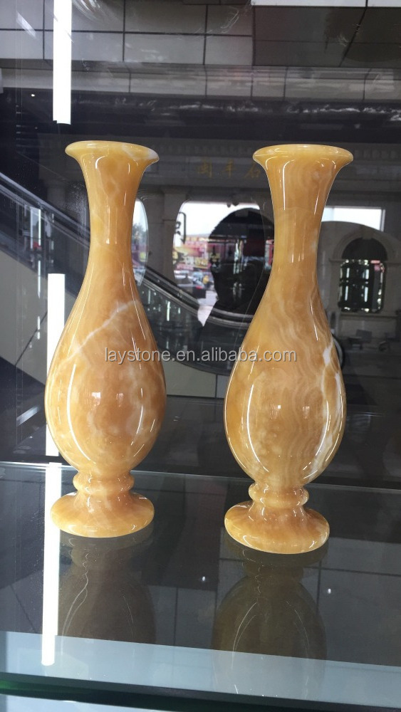 Factory price honey onyx marble vases, yellow stone vase ,antique marble vase