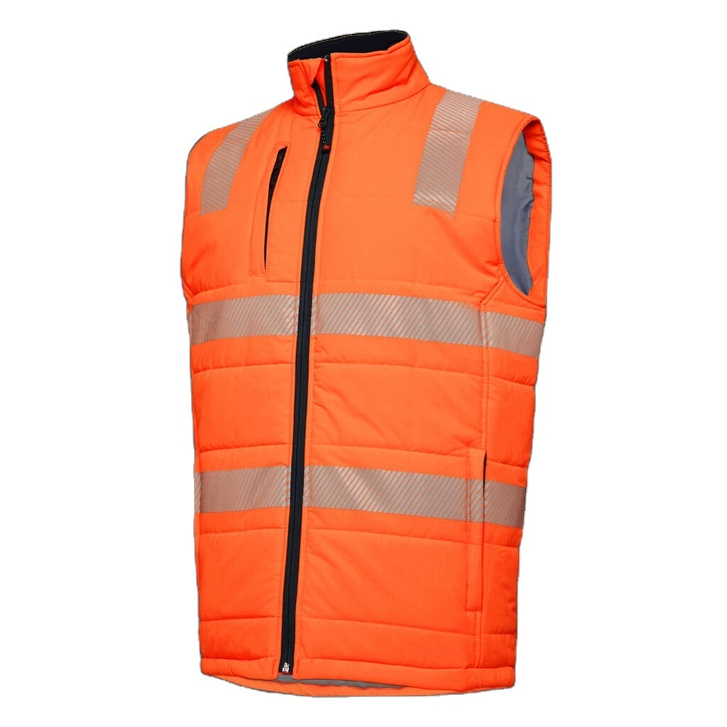 Winter Season Hi Vis Reflective Breathable Safety Vest Men's Working Construction Wear Safety Winter Summer  Puffer Vest Jacket