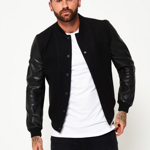 Men's Short New Style Baseball Jacket Workout Streetwear Fashion Leather Sleeve Wool body Varsity Jacket