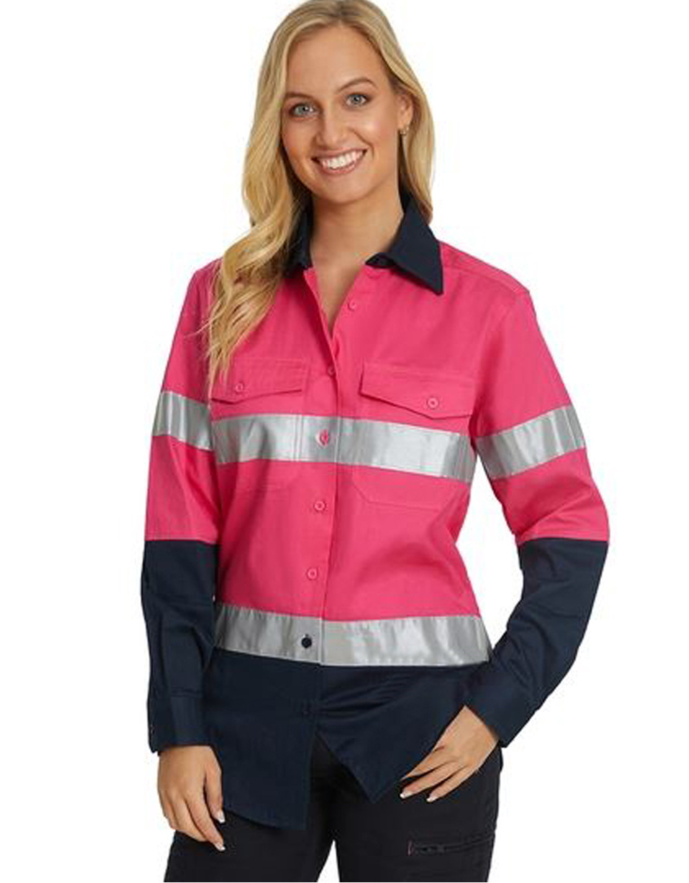 Women's Customize High Visibility Work Uniform Safety Shirt Reflective Construction Wear Long Sleeve Uniform Shirt