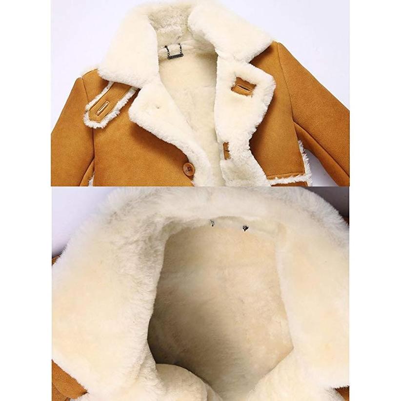 Mens 100% Genuine Shearling Leather Tan Brown With Artificial Fur Lining Coat With Wholesale Price With Customized Logos