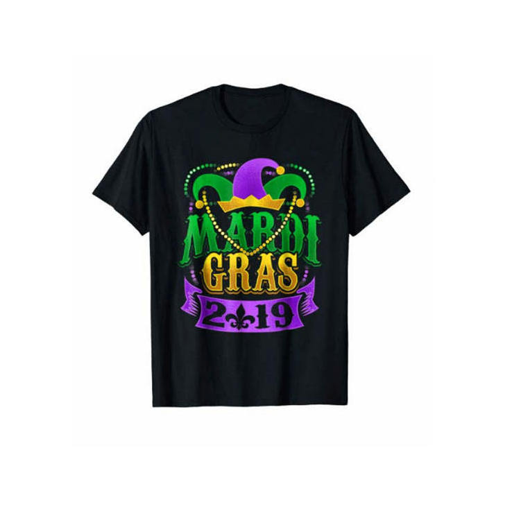 Hot Selling Mardi Gras T-Shirt Heavyweight 100% Pure Cotton 250 Gsm Custom Printed Pictures Unisex Tshirts