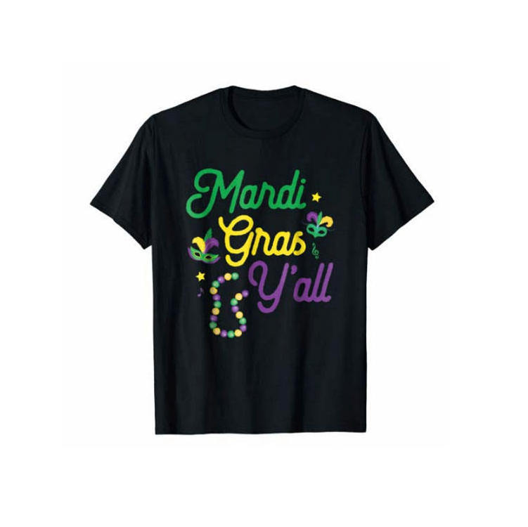 Hot Selling Mardi Gras T-Shirt Heavyweight 100% Pure Cotton 250 Gsm Custom Printed Pictures Unisex Tshirts