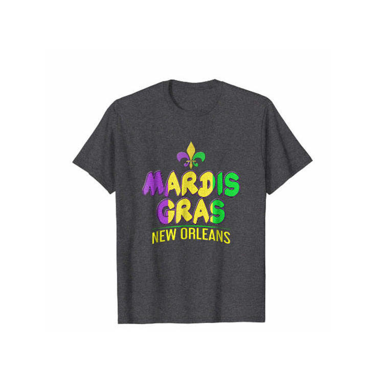 Hot Selling Mardi Gras T-Shirt Heavyweight 100% Pure Cotton 250 Gsm Custom Printed Pictures Unisex Tshirts