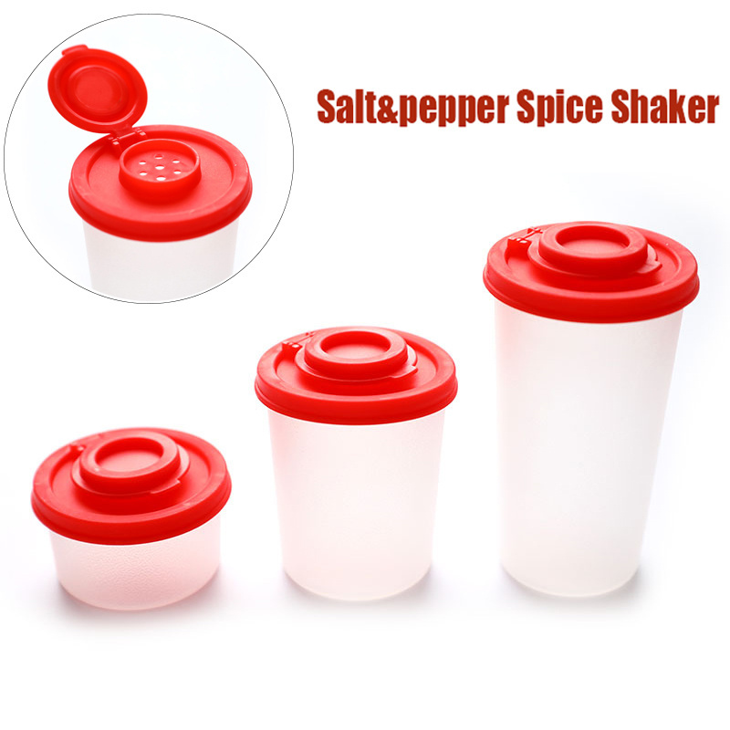 Salt and Pepper Shakers Moisture Proof Set For Camping Picnic Outdoors Kitchen Lunch with Red Covers Lids Plastic Airtight