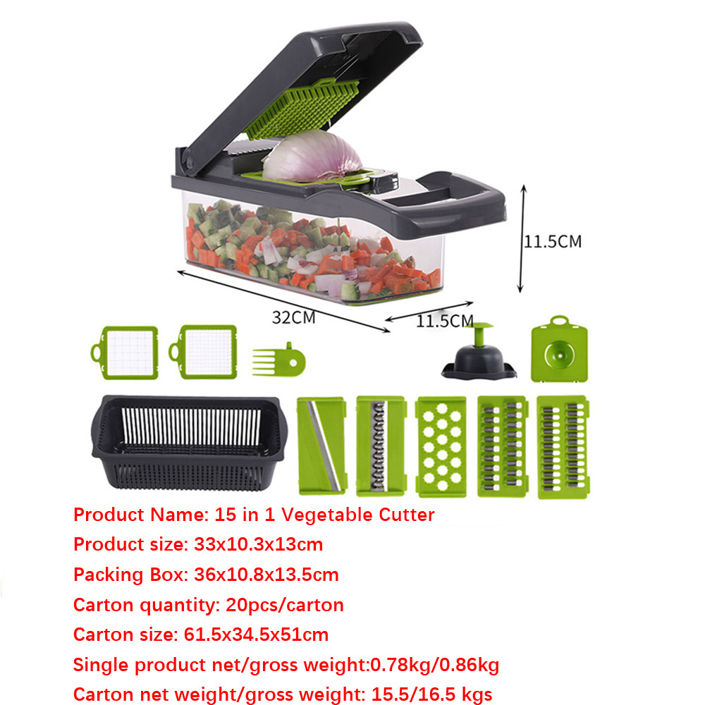 LBB Dropshipping 15 in 1 Vegetable Chopper Dicing Blades Slicer Shredder Grater Vegetable Cutter For Fruit Peeler Potato Cheese