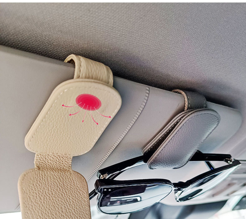 LBB Ticket Card Clip Eyeglasses Mount Magnetic Leather Glasses Eyeglass Hanger Clip Sunglasses Holders For Car Sun Visor