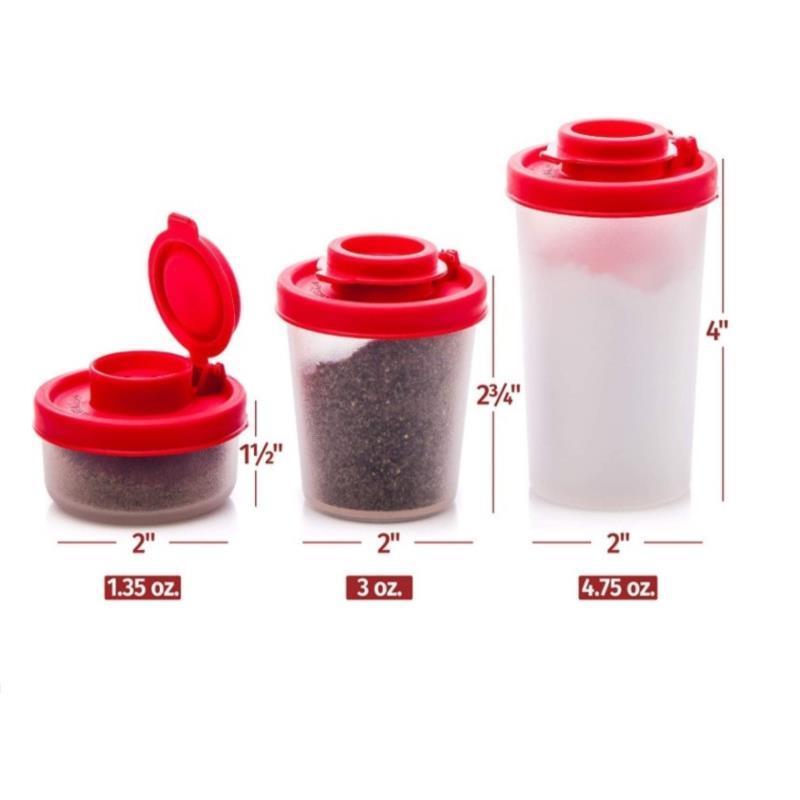 Salt and Pepper Shakers Moisture Proof Set For Camping Picnic Outdoors Kitchen Lunch with Red Covers Lids Plastic Airtight