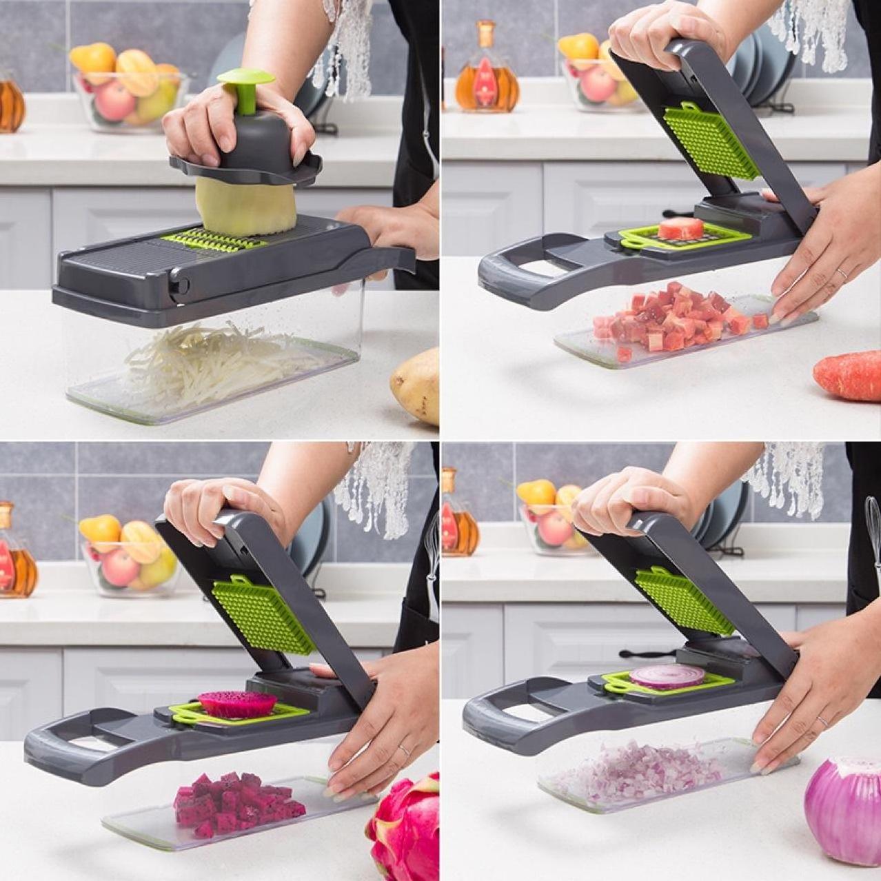 LBB Hot selling Kitchen tools multi 15 In 1 manual mandoline fruit vegetable cutter onion dicer veggie slicer vegetable chopper