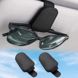 LBB Ticket Card Clip Eyeglasses Mount Magnetic Leather Glasses Eyeglass Hanger Clip Sunglasses Holders For Car Sun Visor