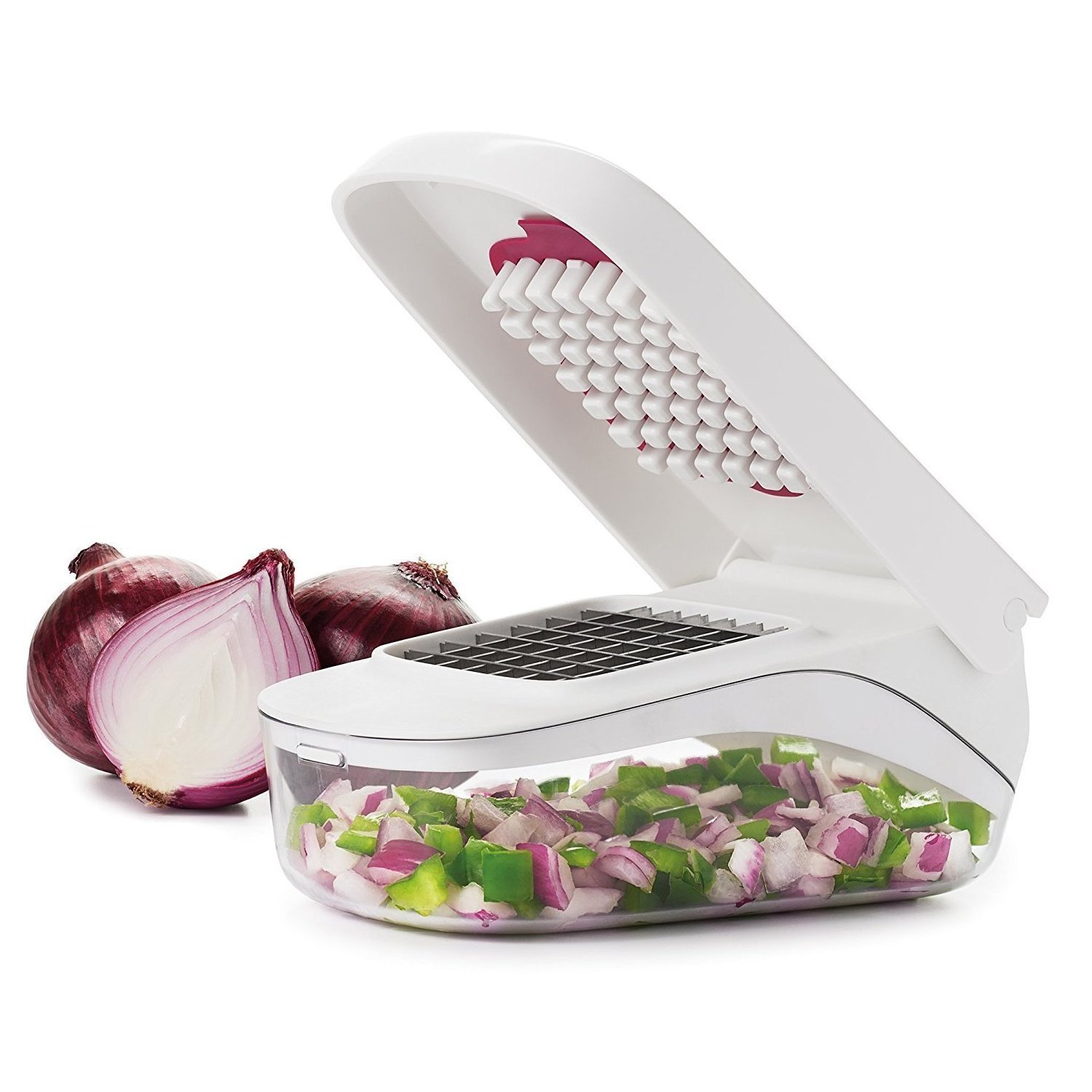 Multifunctional Food Grade Stainless Steel Manual Handle Onion Vegetable Choppers With Easy Pour Opening