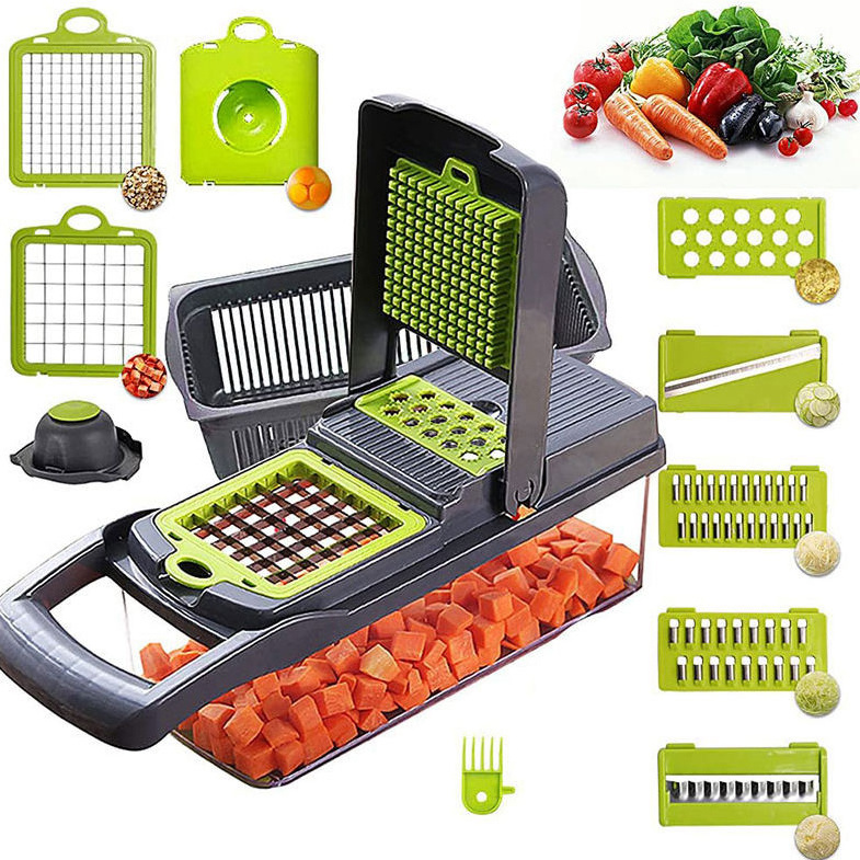 LBB Hot selling Kitchen tools multi 15 In 1 manual mandoline fruit vegetable cutter onion dicer veggie slicer vegetable chopper