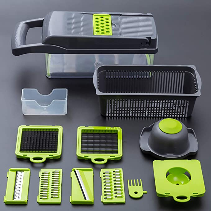 LBB Hot selling Kitchen tools multi 15 In 1 manual mandoline fruit vegetable cutter onion dicer veggie slicer vegetable chopper