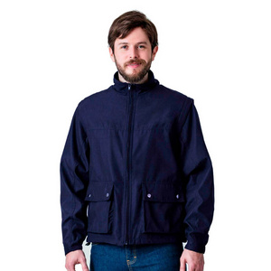 Men's Jacket with Removable Sleeves Zippered Side Pockets Stand-up Collar and Slim Fit Premium Quality