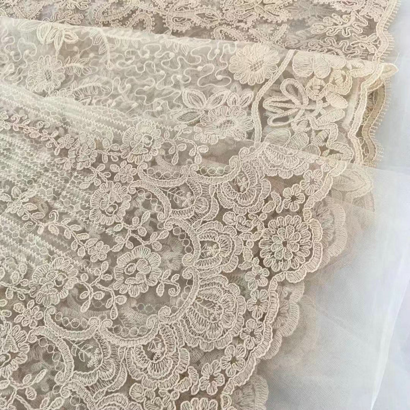 wholesale cotton tulle lace trim guipure embroidered cotton Lace fabric