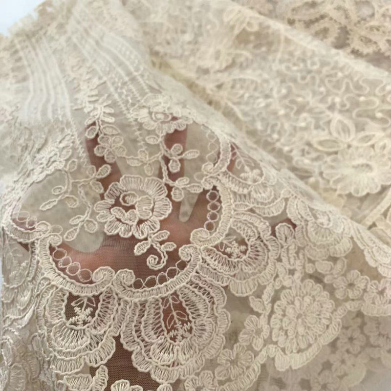 wholesale cotton tulle lace trim guipure embroidered cotton Lace fabric