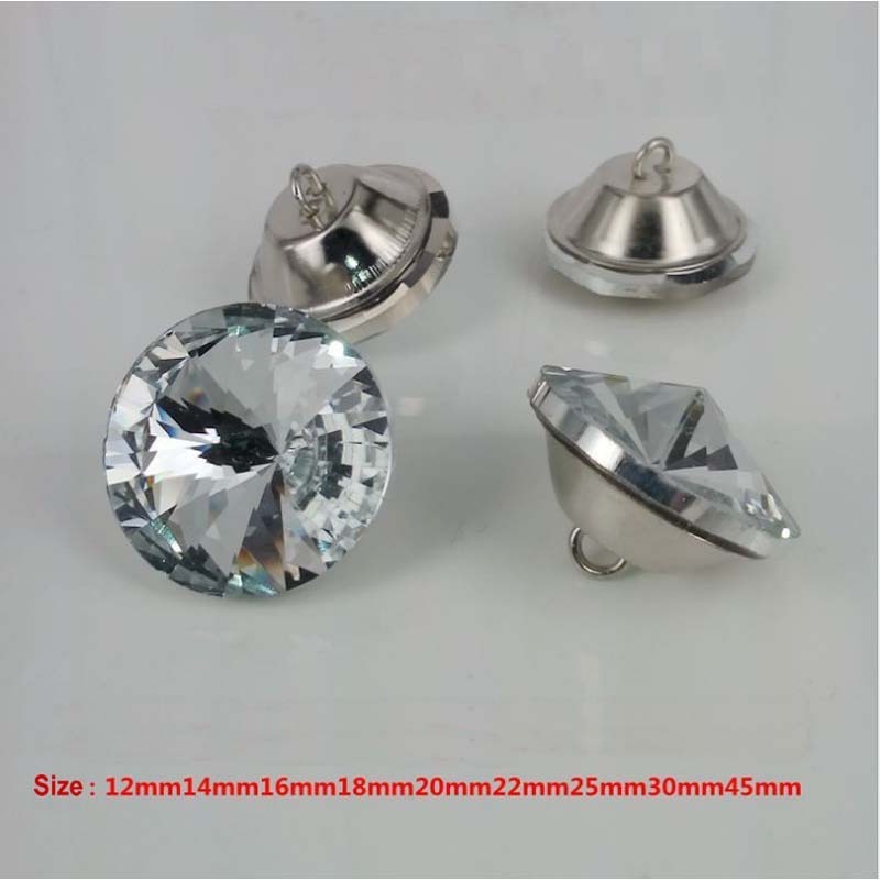 Factory direct sale  diamond glass sofa button clear crystal glass upholstery buttons for funiture