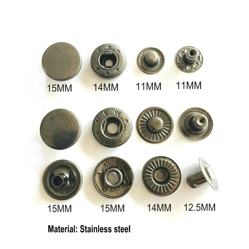 wholesale metal sna button 12.5MM 15MM Brass/ Iron /Stainless steel Spring snap fastener button metal