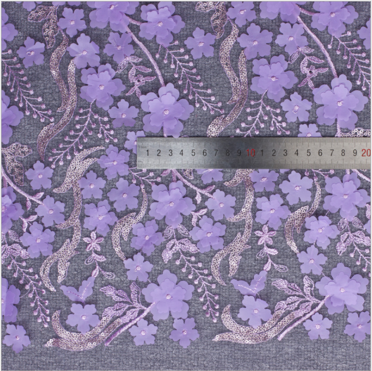 Wholesale popular hot selling 3D embroidery flower lace fabric