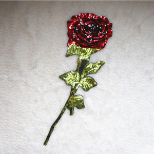 hot sale fashion 3D rose sequin Patch with glue