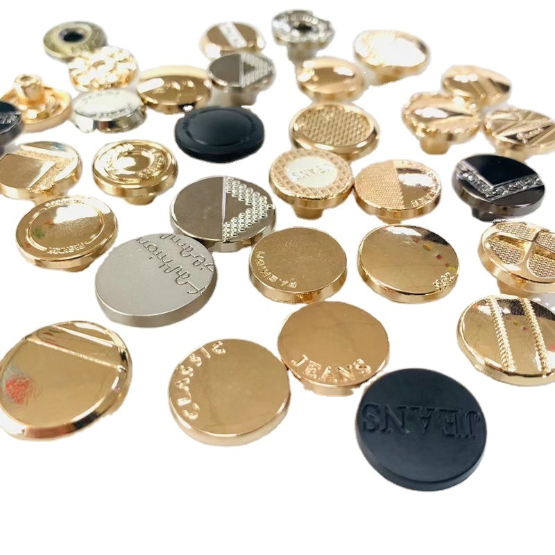 button manufacture Custom made zinc alloy Jeans Buttons Gold button with engraved LOGO